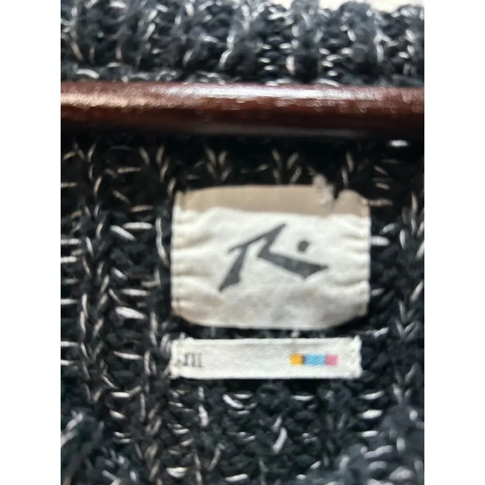 Vintage Rusty Sweater Mens XXL Black White Heavy Knit Crewneck Surf Skate
